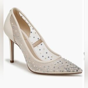 Size 7 Sam Edelman Embellished Pointed-Toe Pump in Ivory Retail 160$